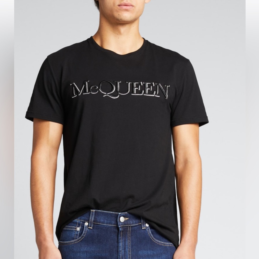 Alexander McQueen embroidered logo T-shirt black size large brand new